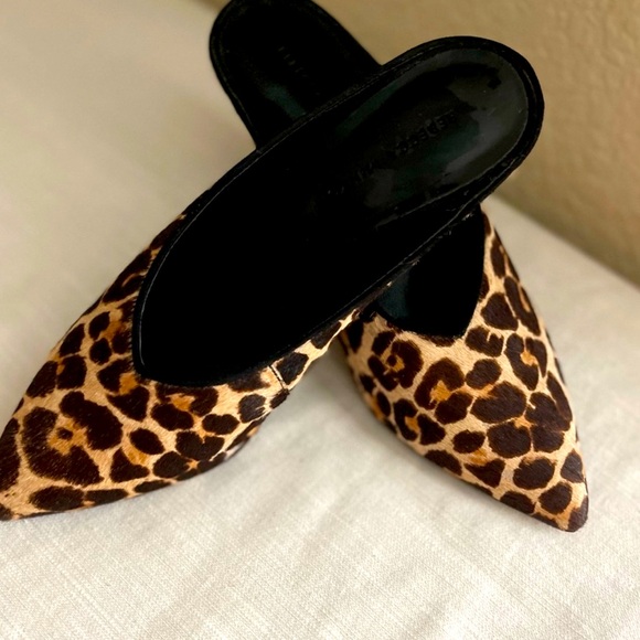 Rebecca Minkoff size 8.5 Gabian Lepard Print real calf hair mid-heel mules NWOB - Picture 3 of 7